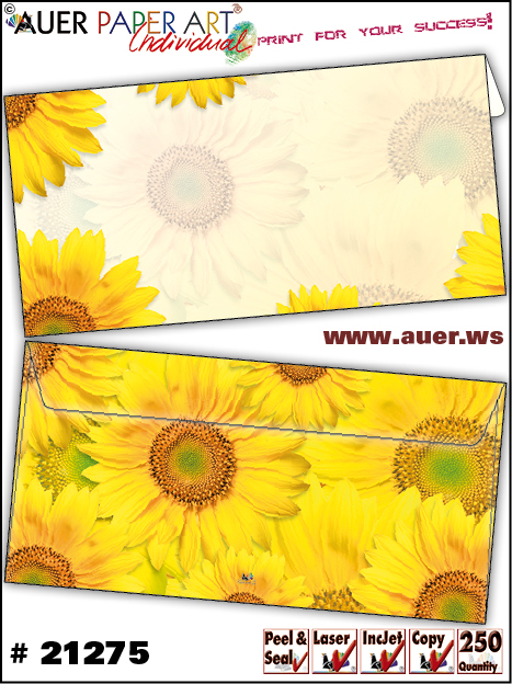 20 Briefumschläge Sonnenblumen DIN lang gelb sunflower Blumen Blüten Kuverts 